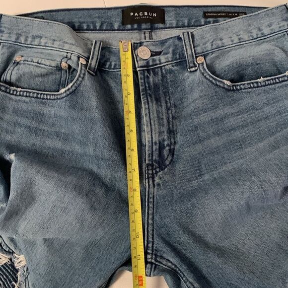 Men’s PacSun Stacked Skinny Motorcycle’s Jeans Denim Size 34/32 - Picture 4 of 10
